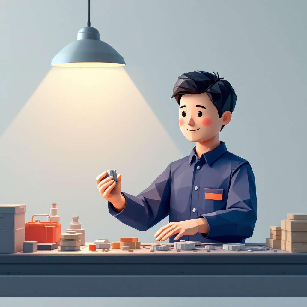 製造ライン・組立検査スタッフのキャラクターイラスト
